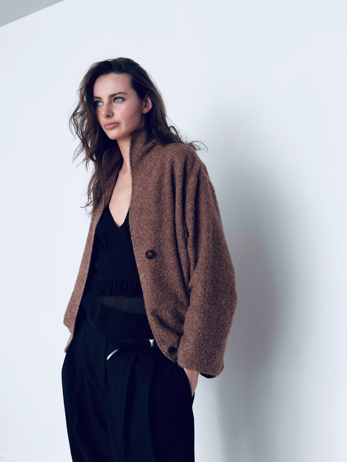 OVERSIZED ALPACA JACKET CARAMEL