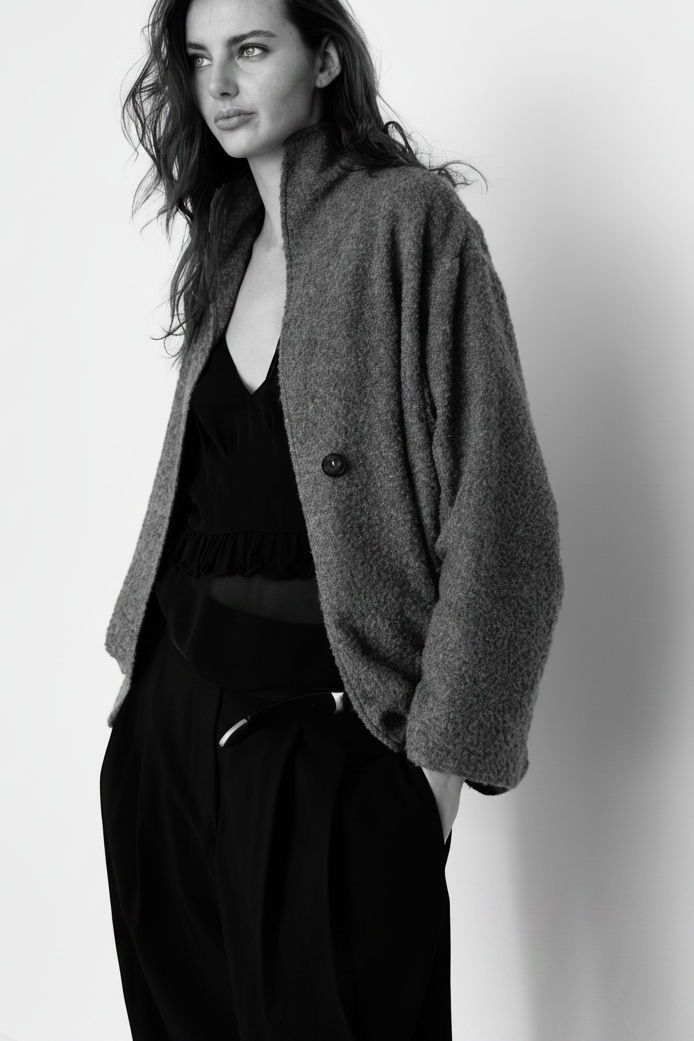 OVERSIZED ALPACA JACKET CARAMEL