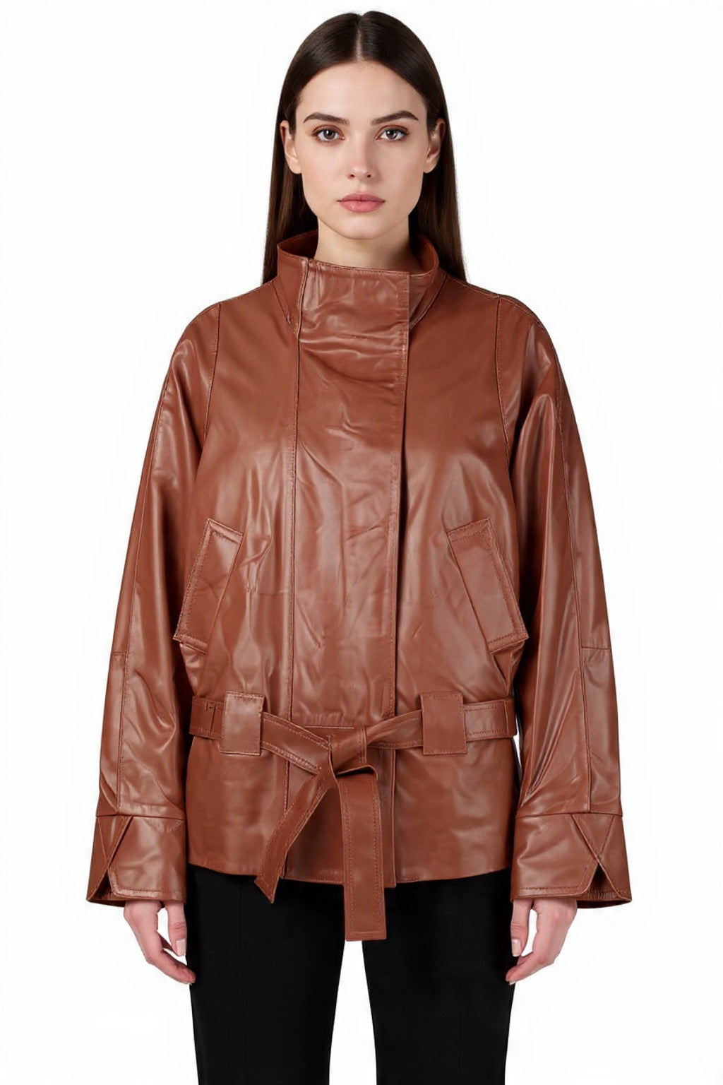 GO-TO LEATHER JACKET HAZELNUT