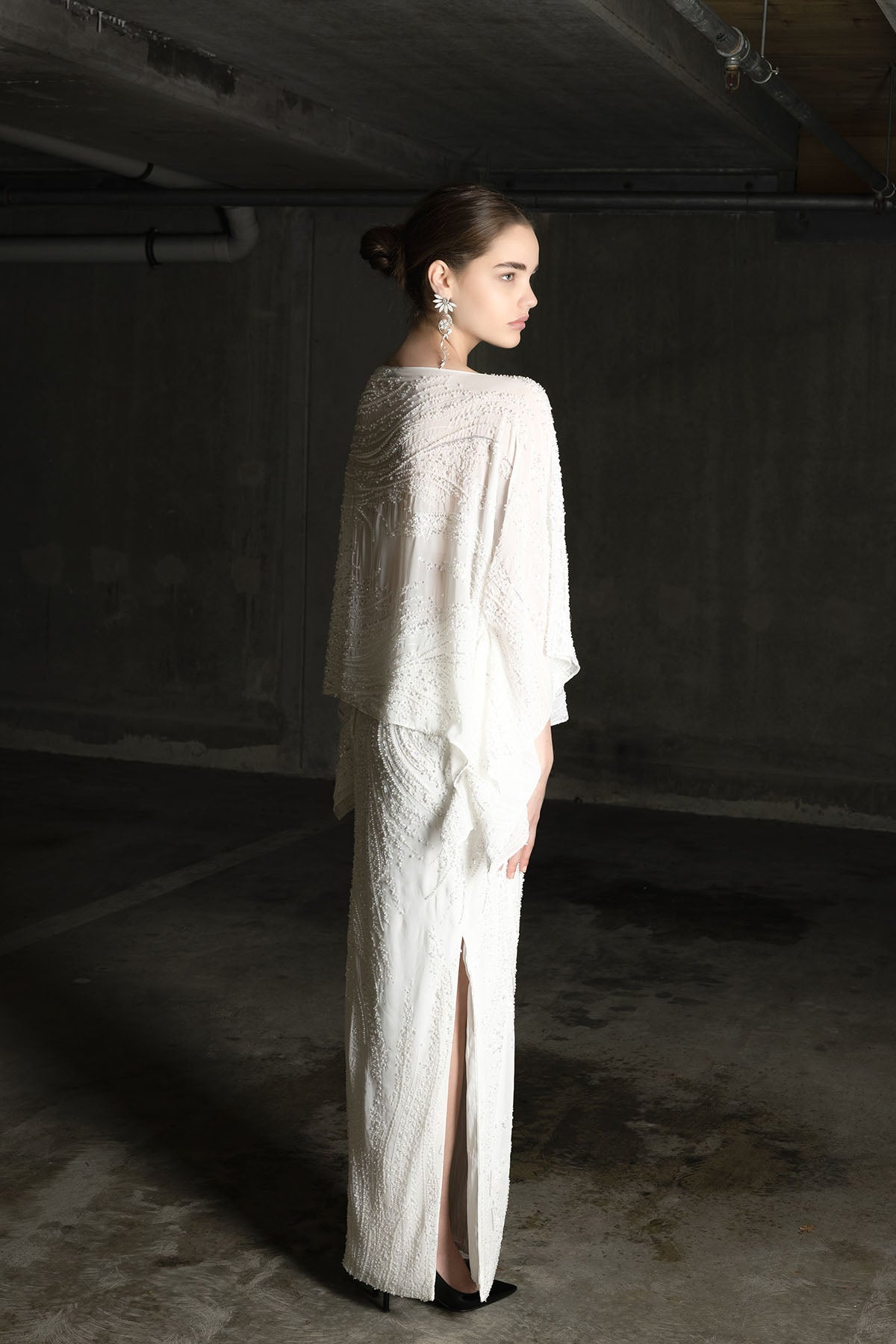 ARAMIS SKIRT LONG WHITE BEADED SWIRL