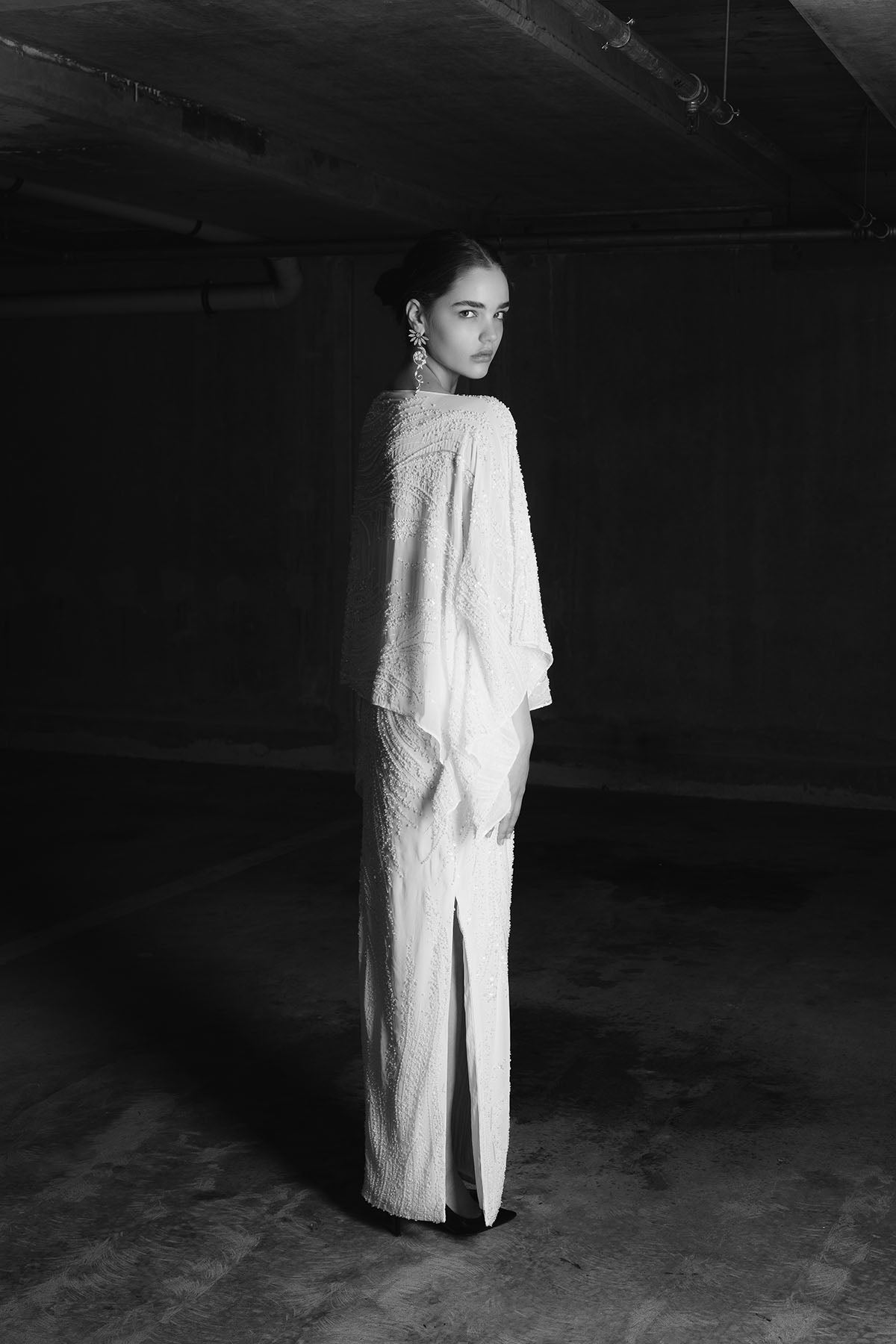 ARAMIS SKIRT LONG WHITE BEADED SWIRL
