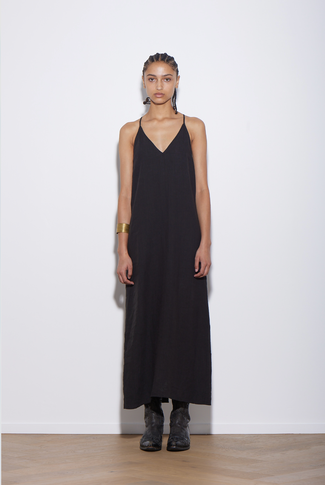 BASE DRESS BLACK LINEN