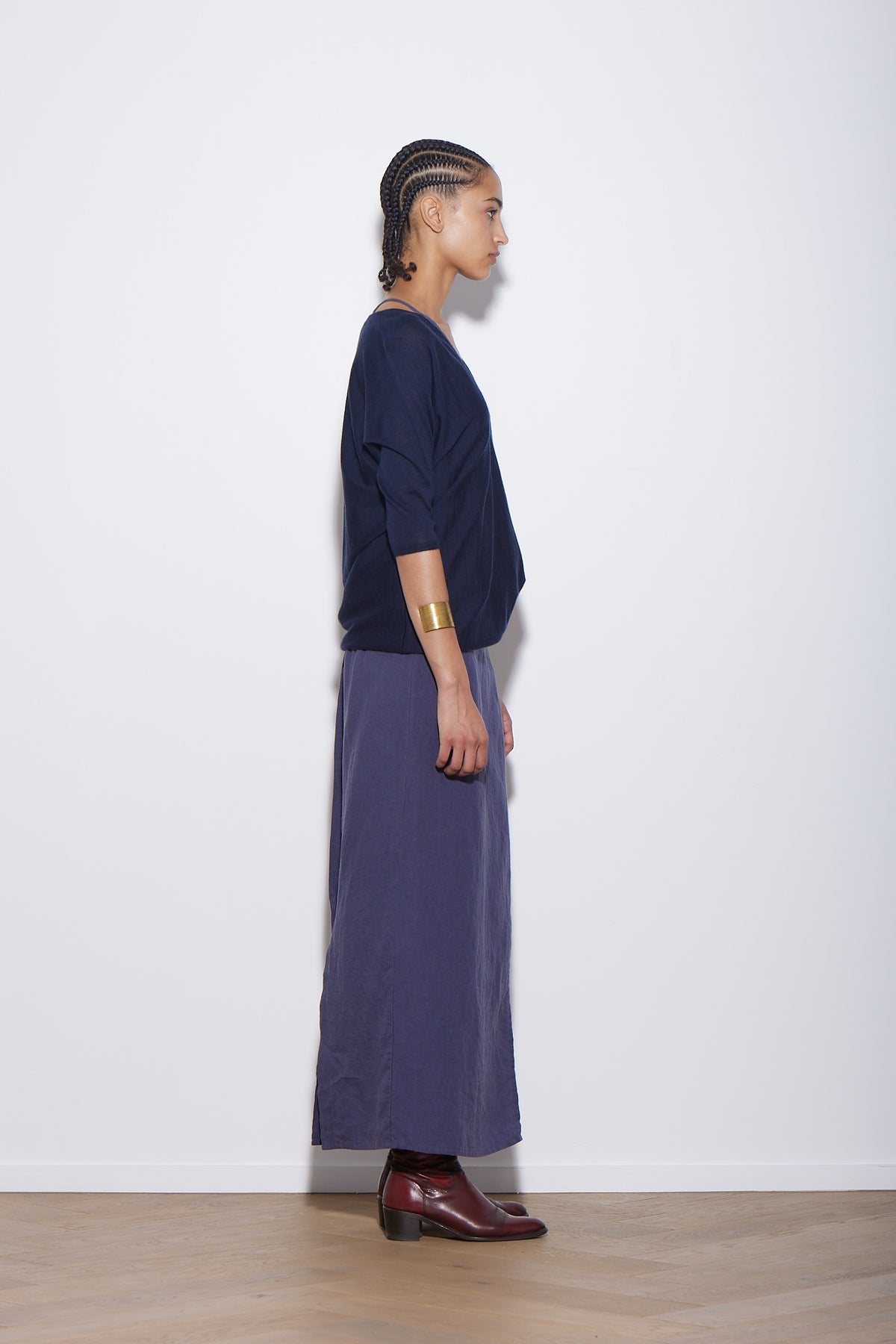 LINEN WRAP SKIRT SLATE