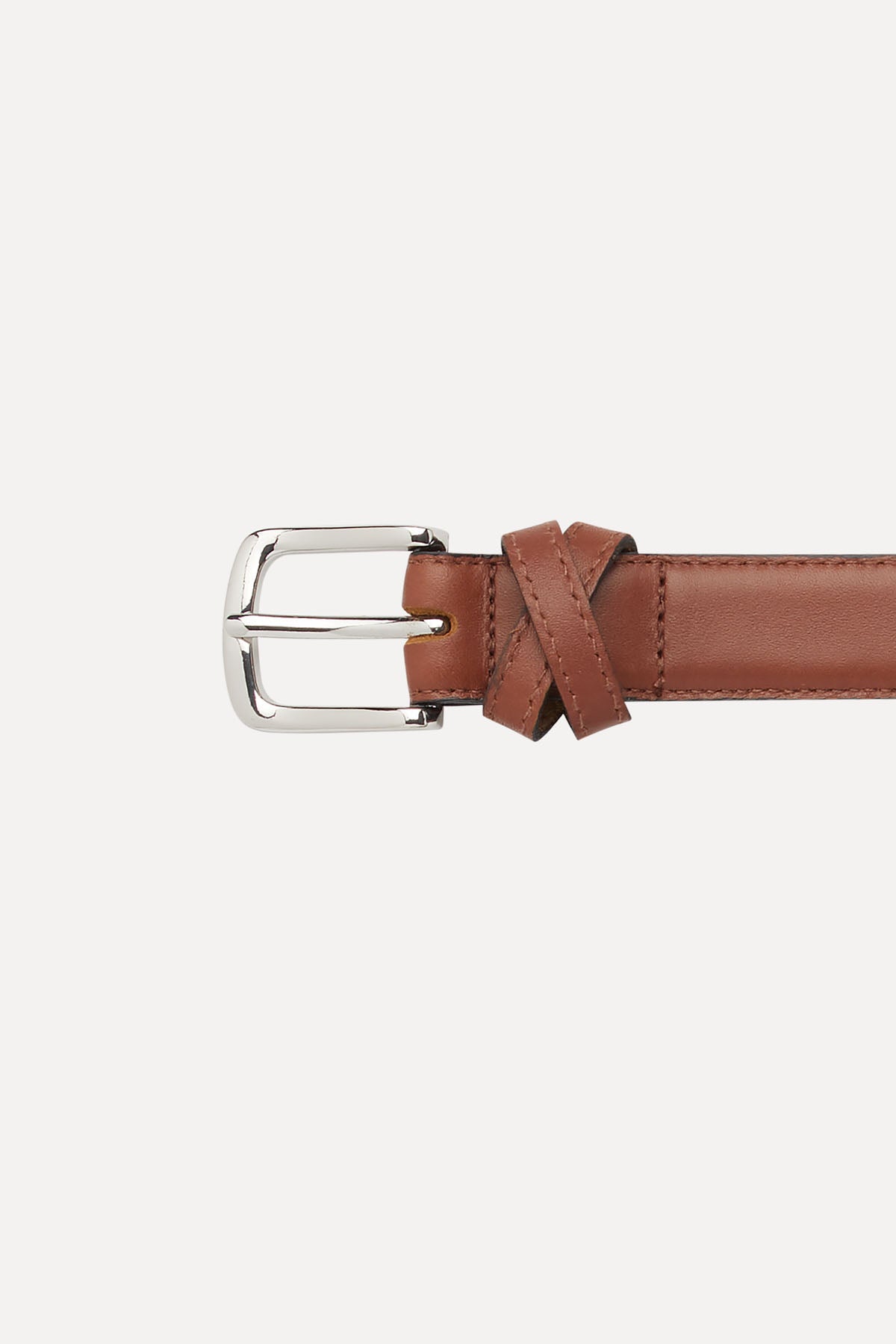 BOYFRIEND BELT TAN/NICKEL