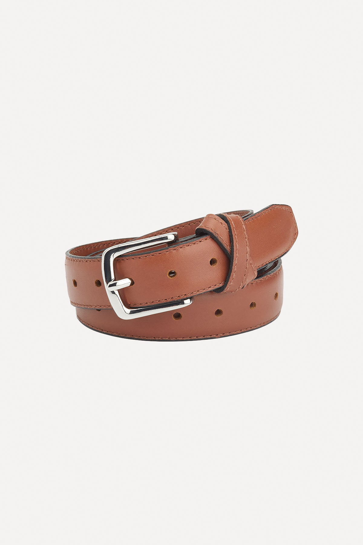 BOYFRIEND BELT TAN/NICKEL