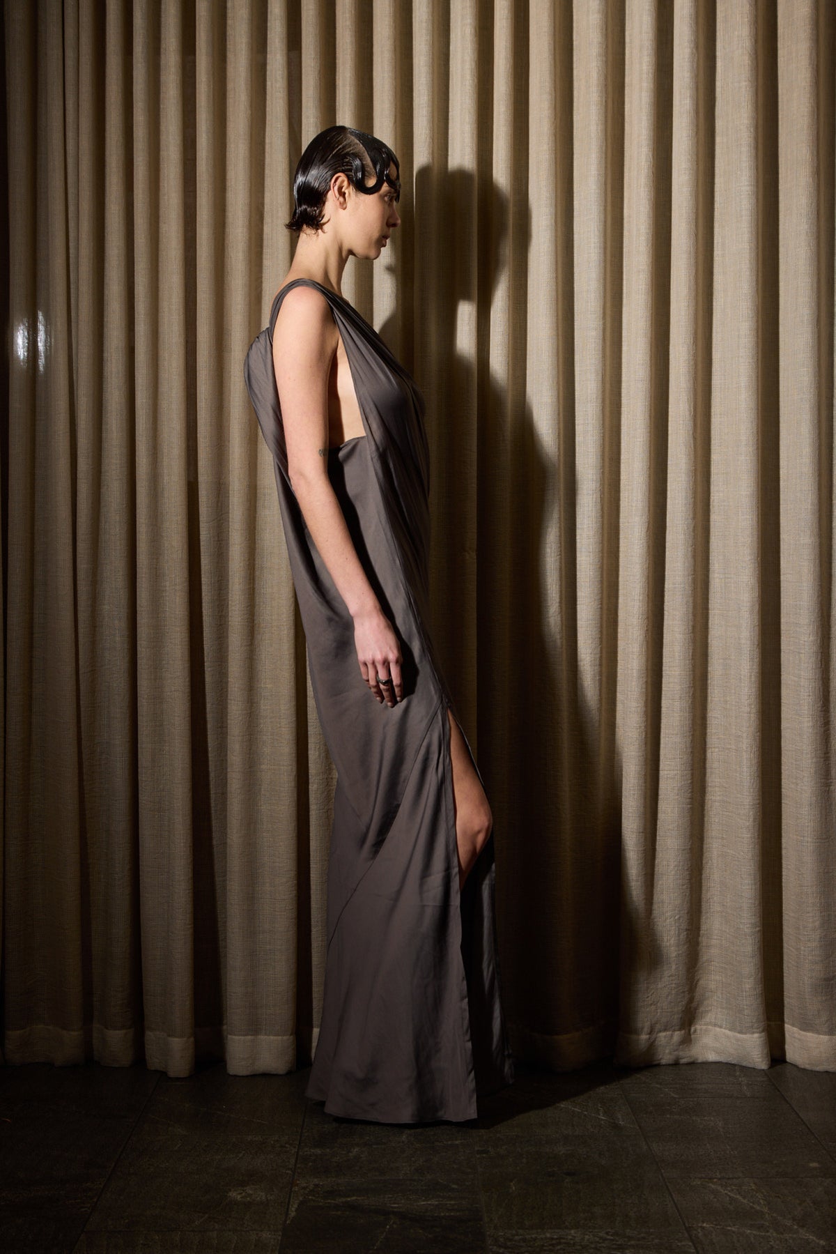 BERLIN DRESS WITH SIDE SPLIT SLATE