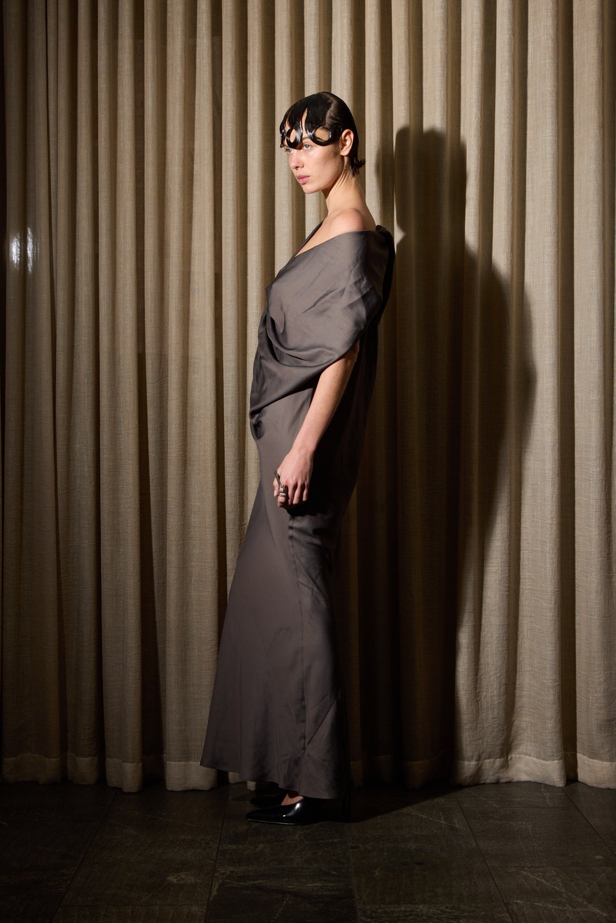 BERLIN DRESS WITH SIDE SPLIT SLATE