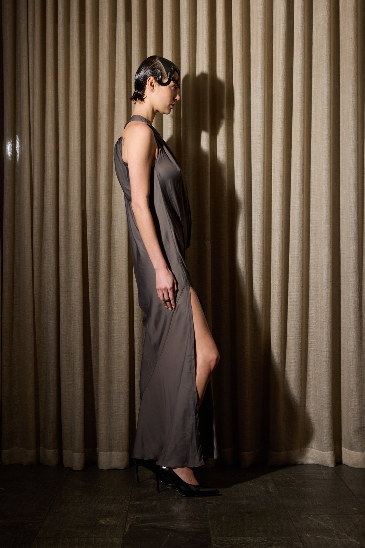 BERLIN DRESS WITH SIDE SPLIT SLATE