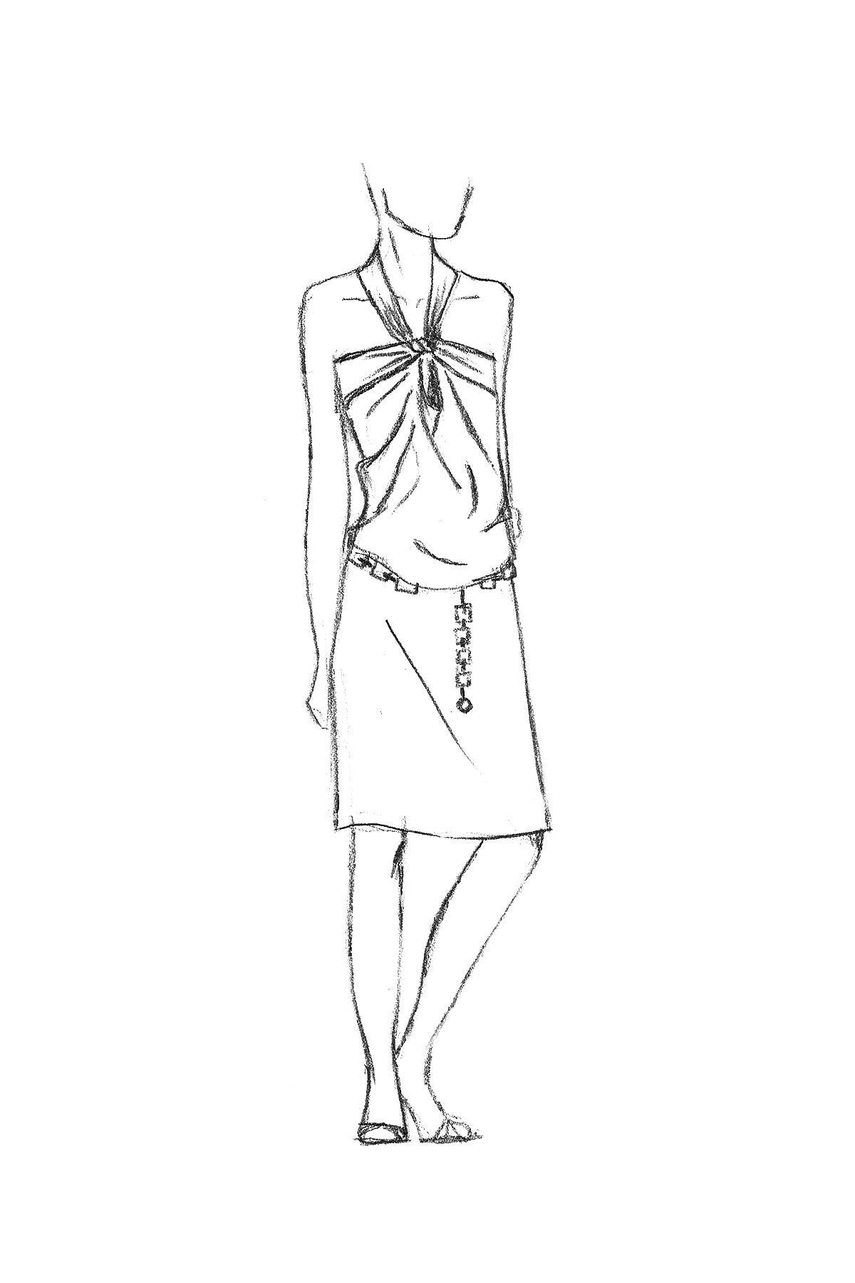 BOW DRESS KNEELENGTH SILK
