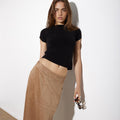 CAMEL VEGAN SUEDE WRAP SKIRT - KNUEFERMANN 