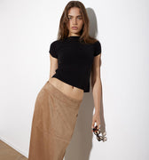 CAMEL VEGAN SUEDE WRAP SKIRT - KNUEFERMANN 