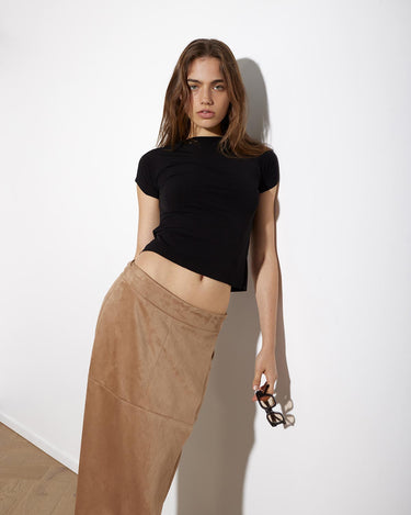 CAMEL VEGAN SUEDE WRAP SKIRT - KNUEFERMANN 