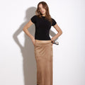 CAMEL VEGAN SUEDE WRAP SKIRT - KNUEFERMANN 