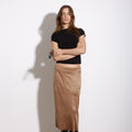 CAMEL VEGAN SUEDE WRAP SKIRT - KNUEFERMANN 