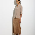 CAMEL VEGAN SUEDE WRAP SKIRT - KNUEFERMANN 