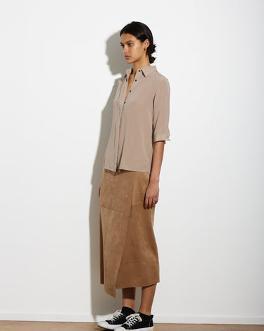 CAMEL VEGAN SUEDE WRAP SKIRT - KNUEFERMANN 