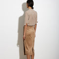 CAMEL VEGAN SUEDE WRAP SKIRT - KNUEFERMANN 