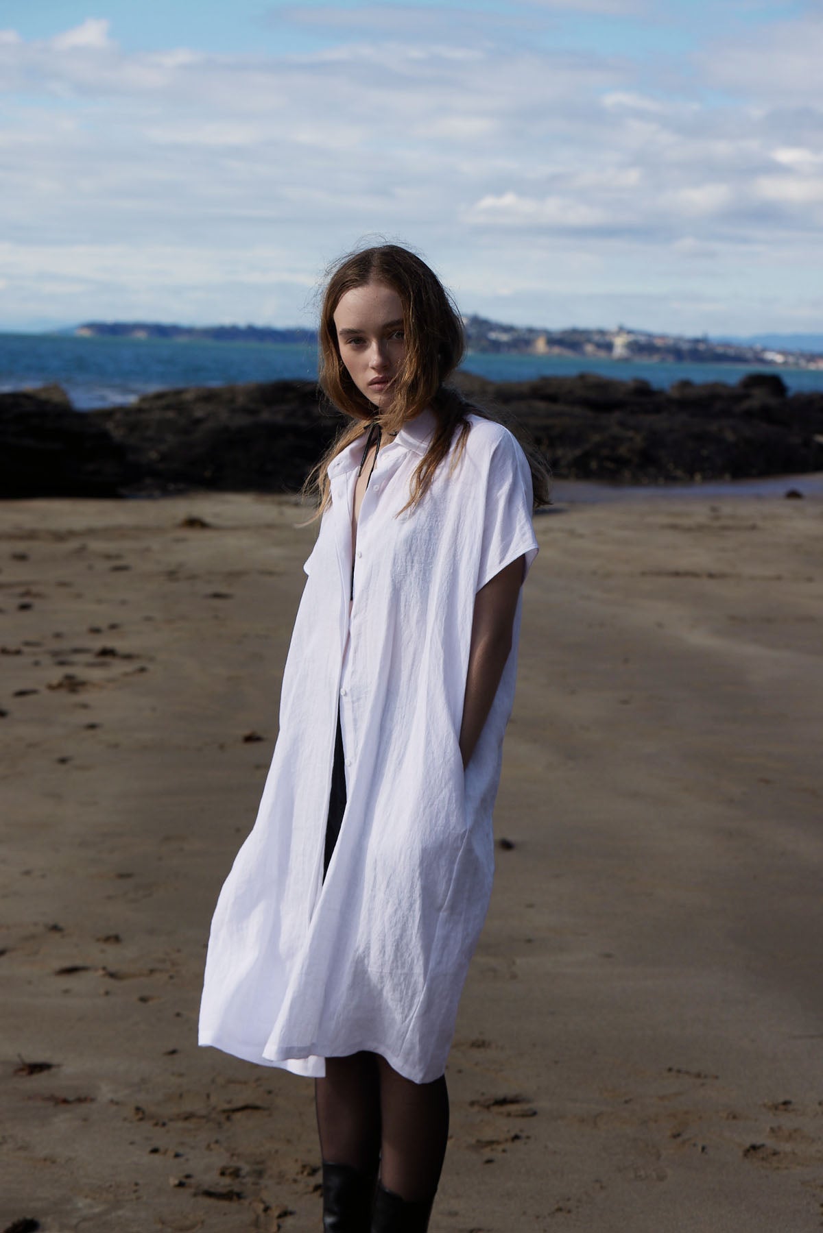 COCO LINEN SHIRTDRESS WHITE