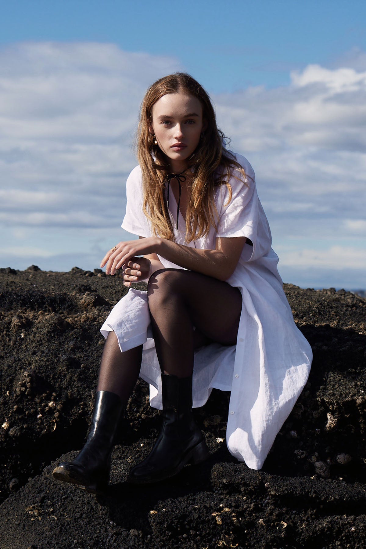 COCO LINEN SHIRTDRESS WHITE