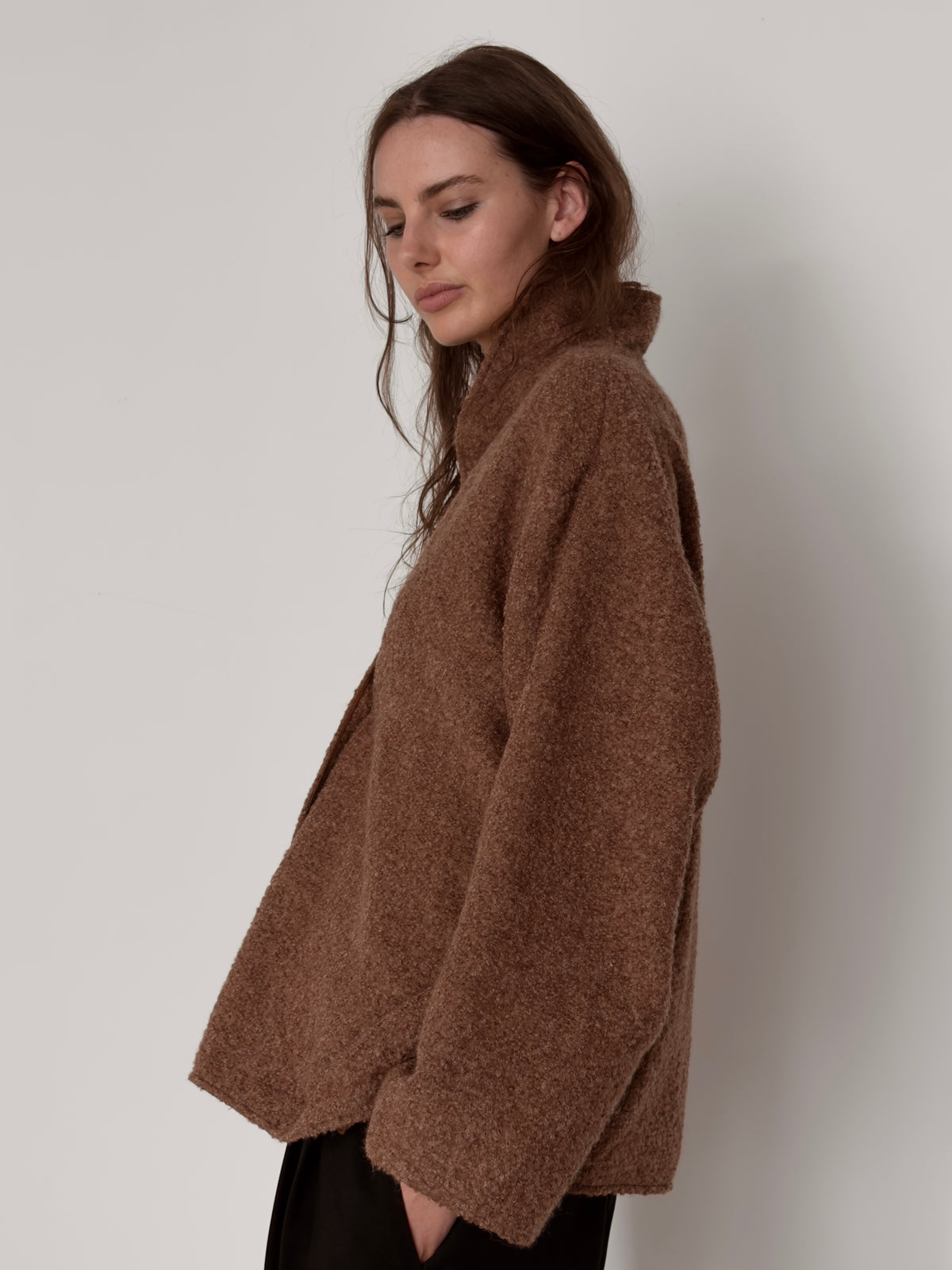 OVERSIZED ALPACA JACKET CARAMEL