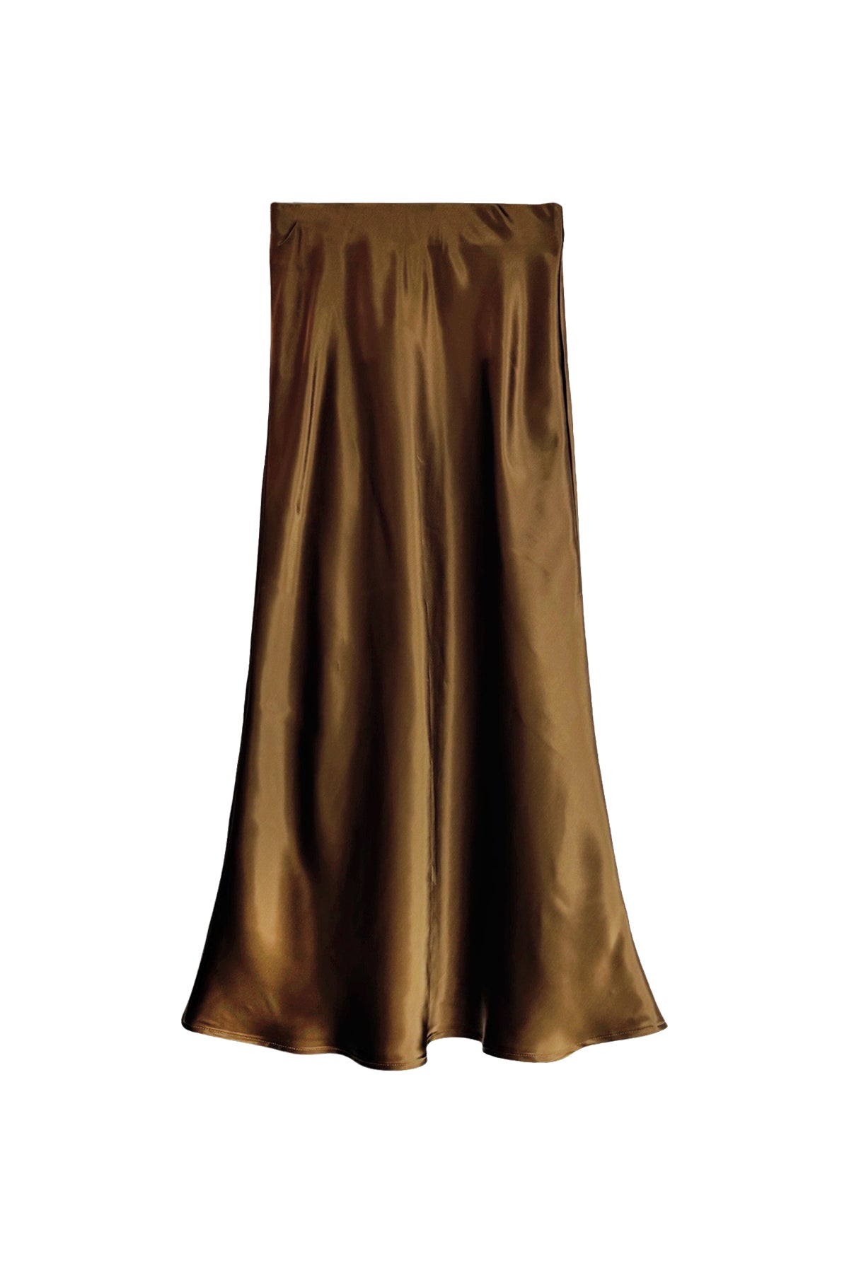 GALA BIAS SKIRT CIGAR SILK SATIN - MIDI LENGTH