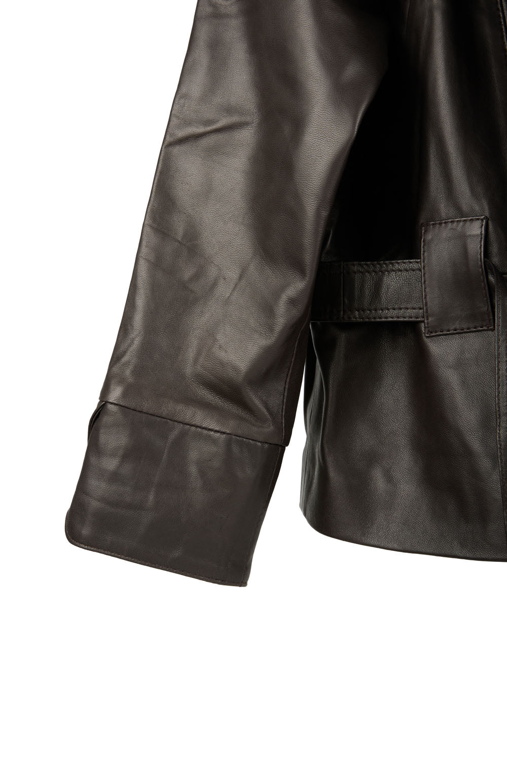 GO-TO LEATHER JACKET DARKEST BROWN