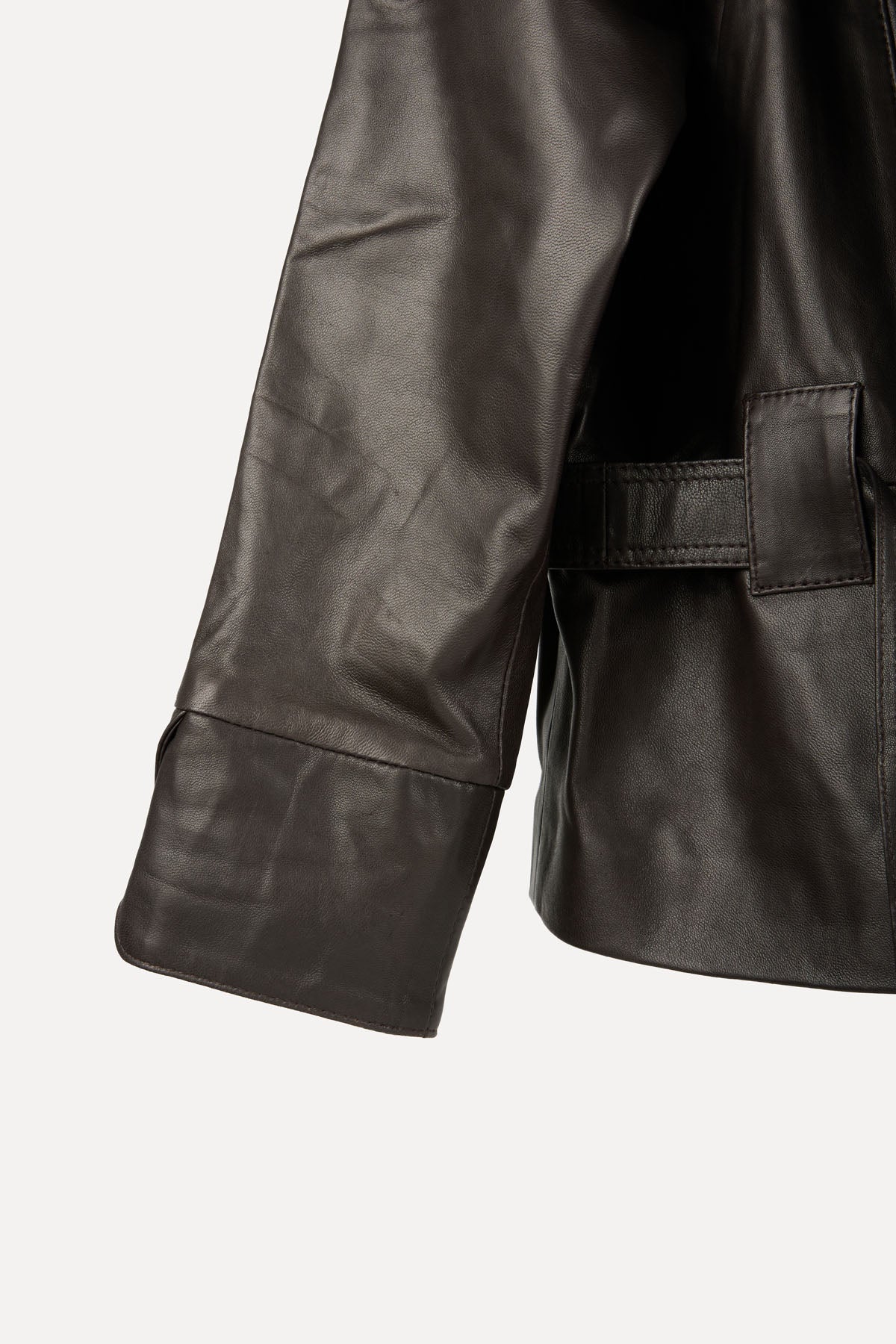 GO-TO LEATHER JACKET DARKEST BROWN