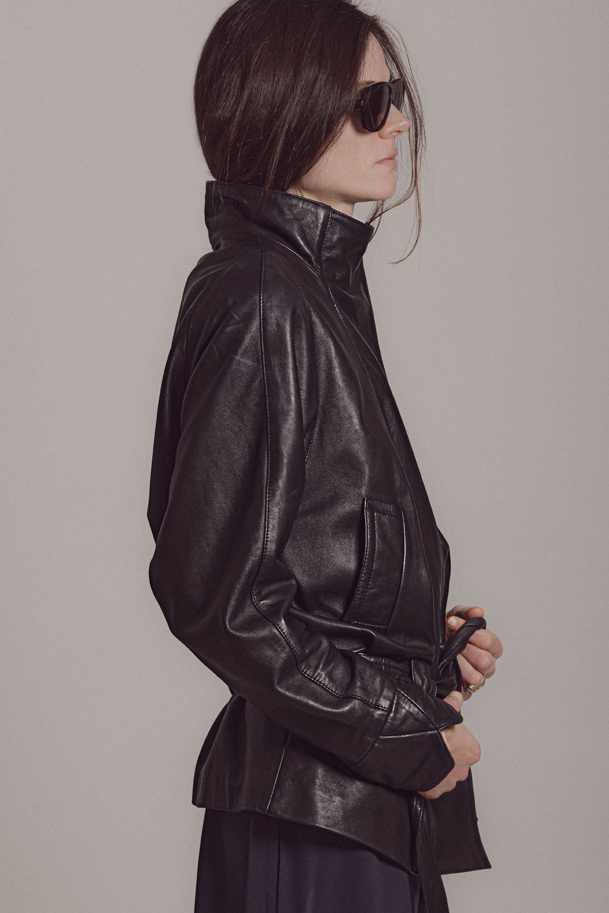 GO-TO LEATHER JACKET DARKEST BROWN