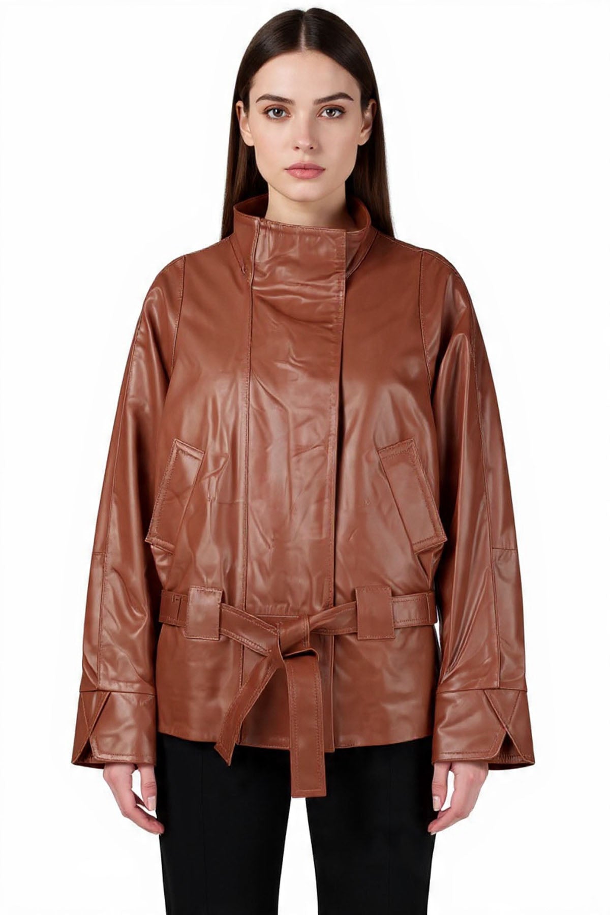 GO-TO LEATHER JACKET HAZELNUT