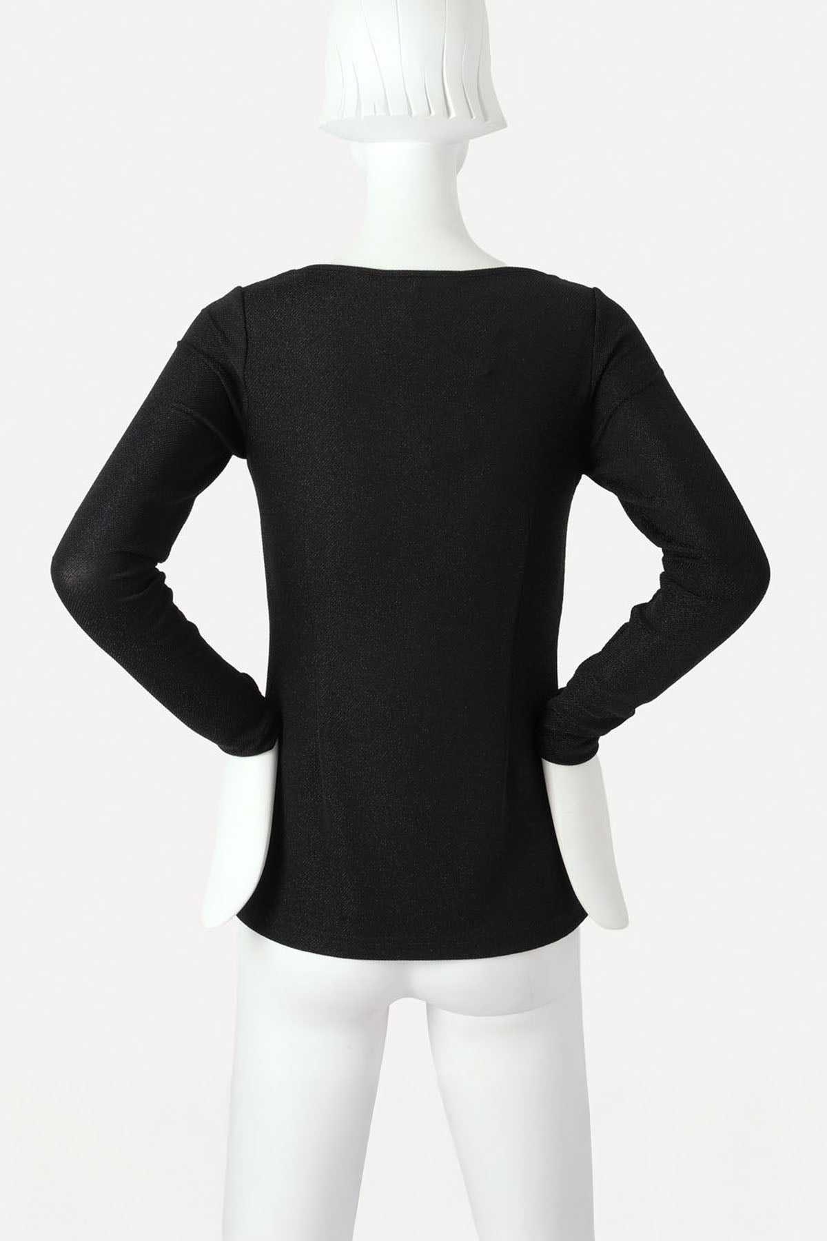 GIOVANNI BOATNECK TOP BLACK LUREX (Twill effect)