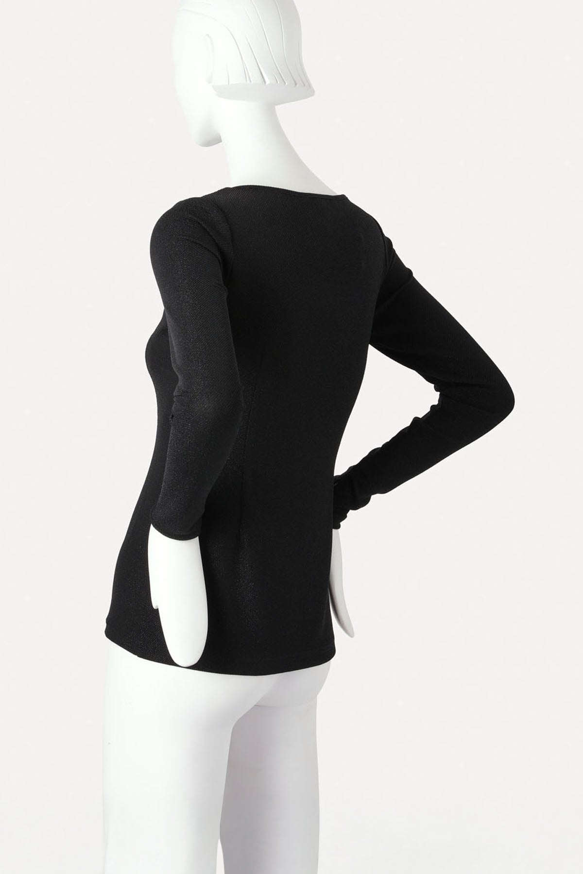 GIOVANNI BOATNECK TOP BLACK LUREX (Twill effect)