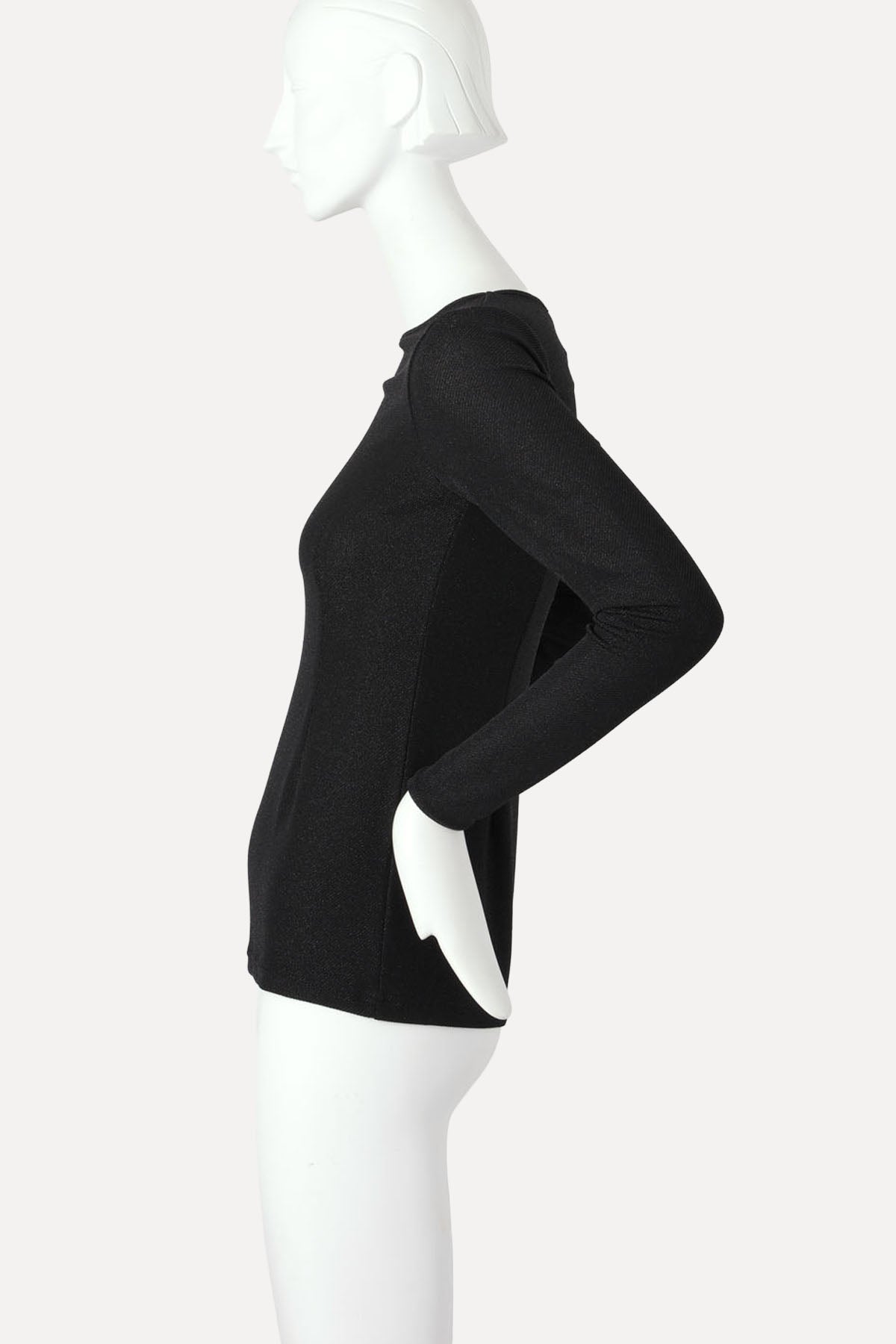 GIOVANNI BOATNECK TOP BLACK LUREX (Twill effect)