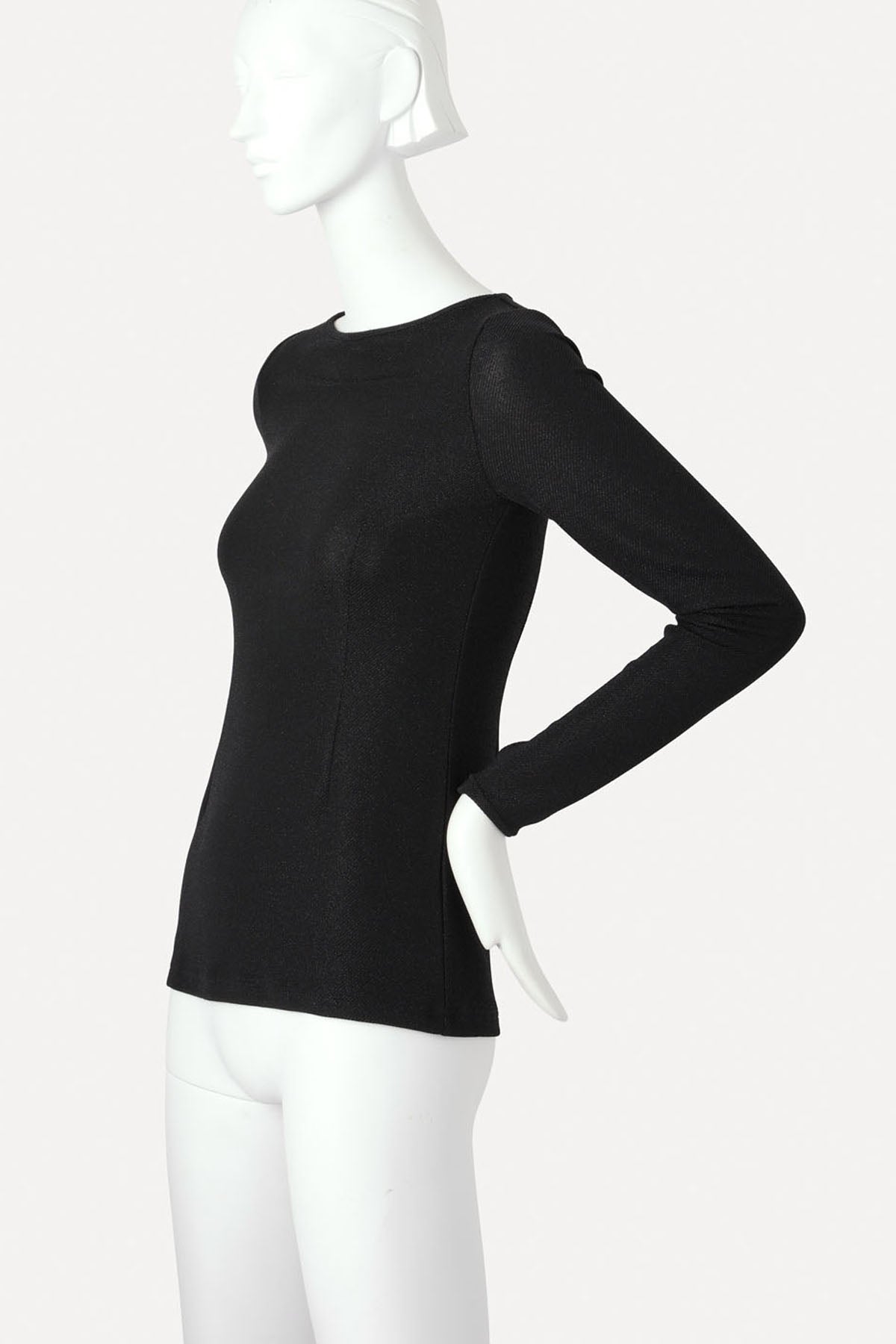 GIOVANNI BOATNECK TOP BLACK LUREX (Twill effect)