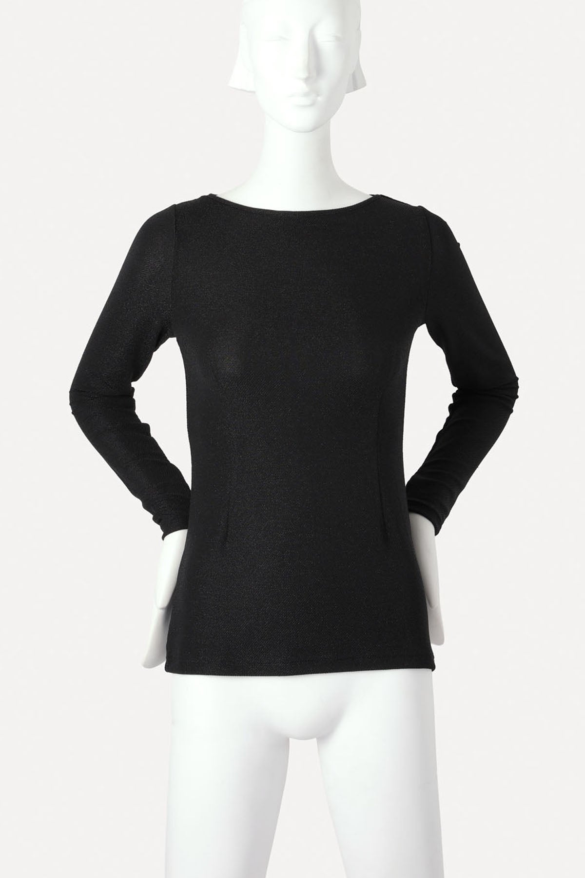 GIOVANNI BOATNECK TOP BLACK LUREX (Twill effect)
