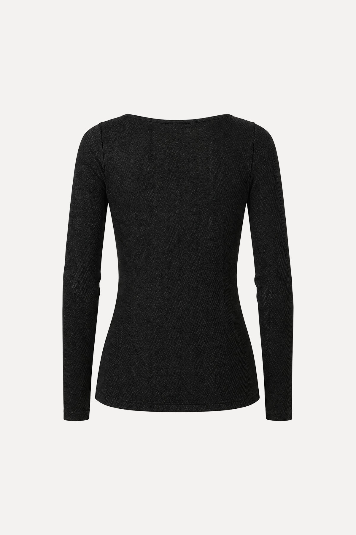 GIOVANNI BOATNECK TOP BLACK HERRINGBONE LUREX