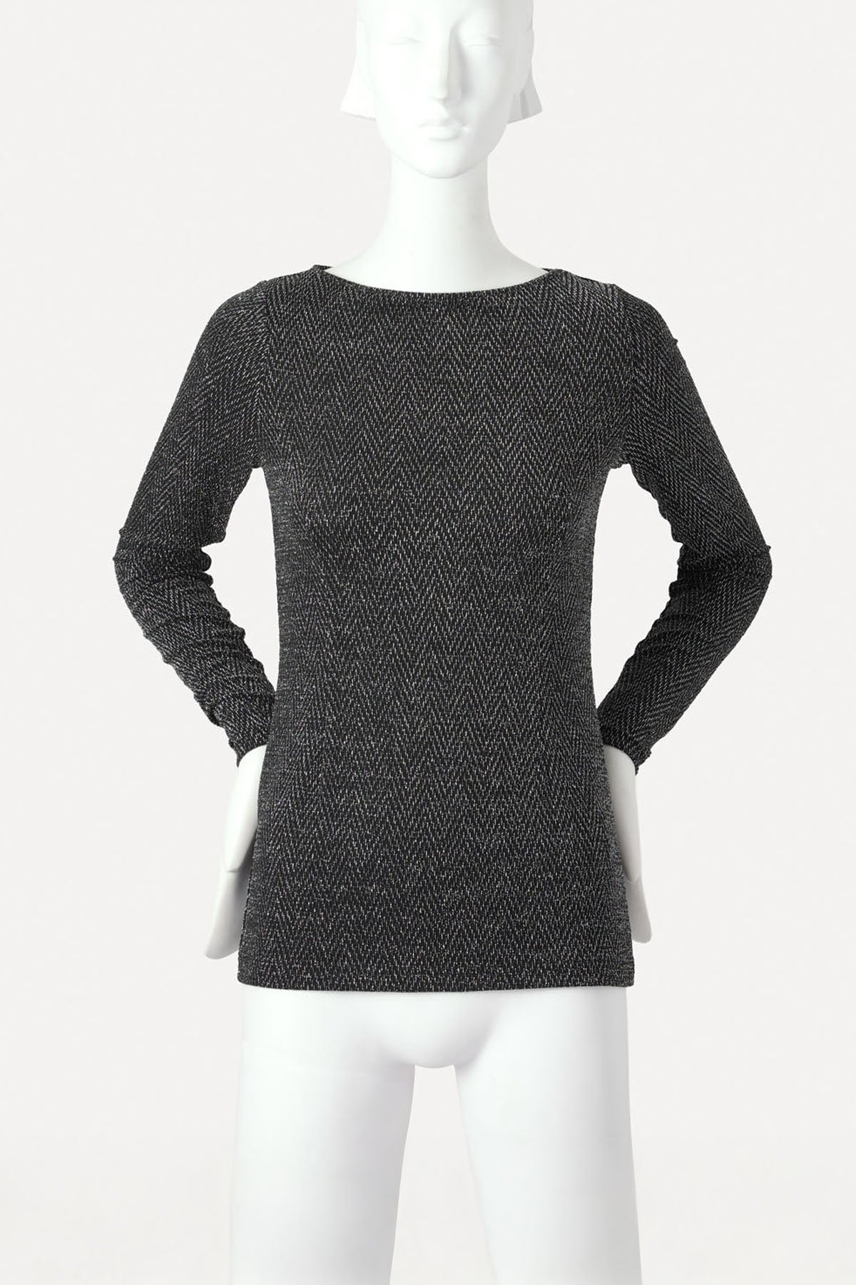 GIOVANNI BOATNECK TOP SILVER HERRINGBONE LUREX