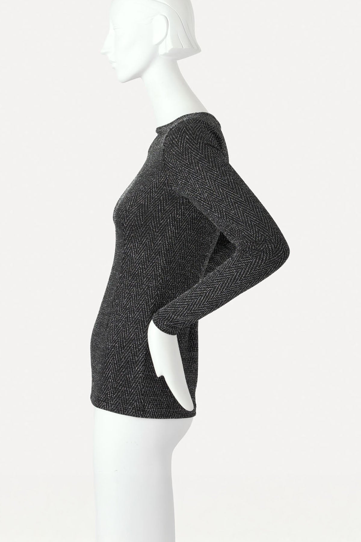 GIOVANNI BOATNECK TOP SILVER HERRINGBONE LUREX