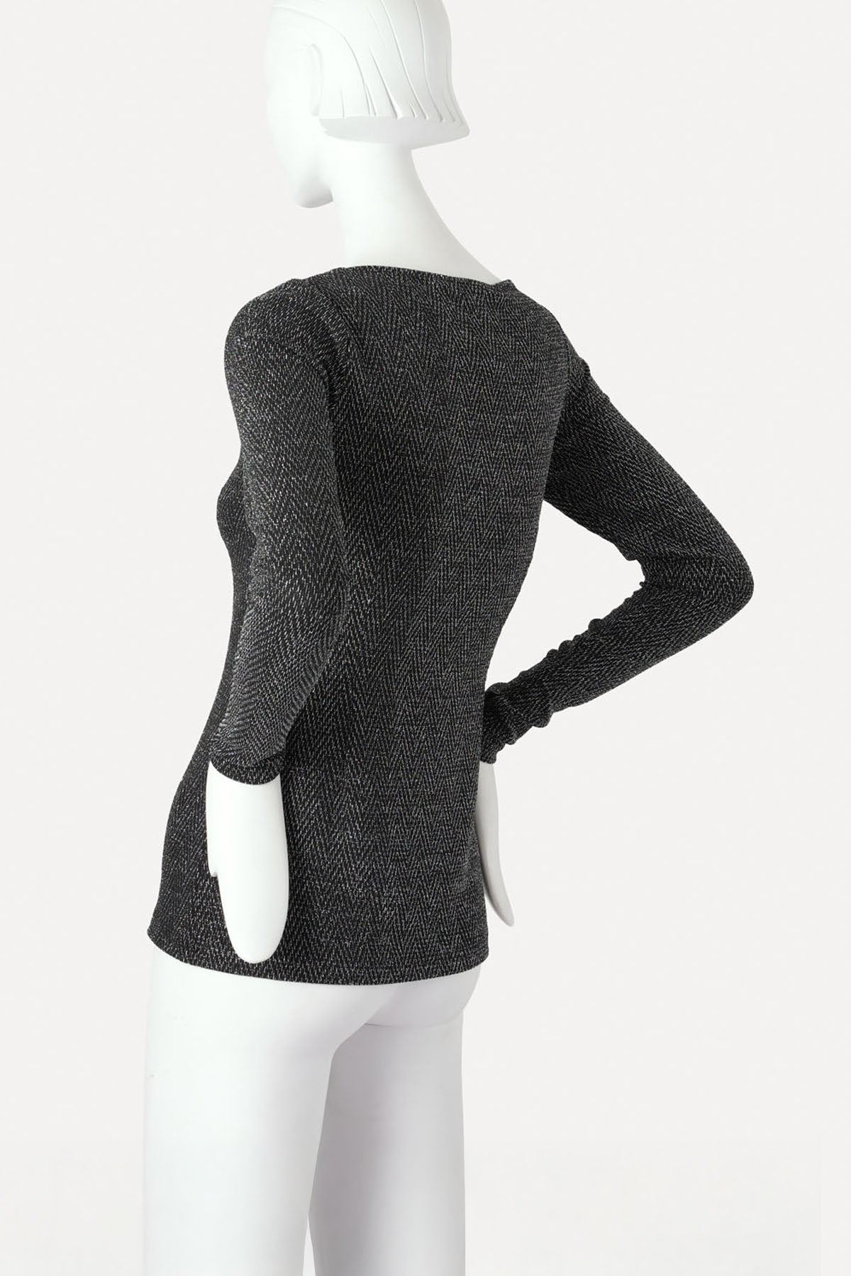 GIOVANNI BOATNECK TOP SILVER HERRINGBONE LUREX