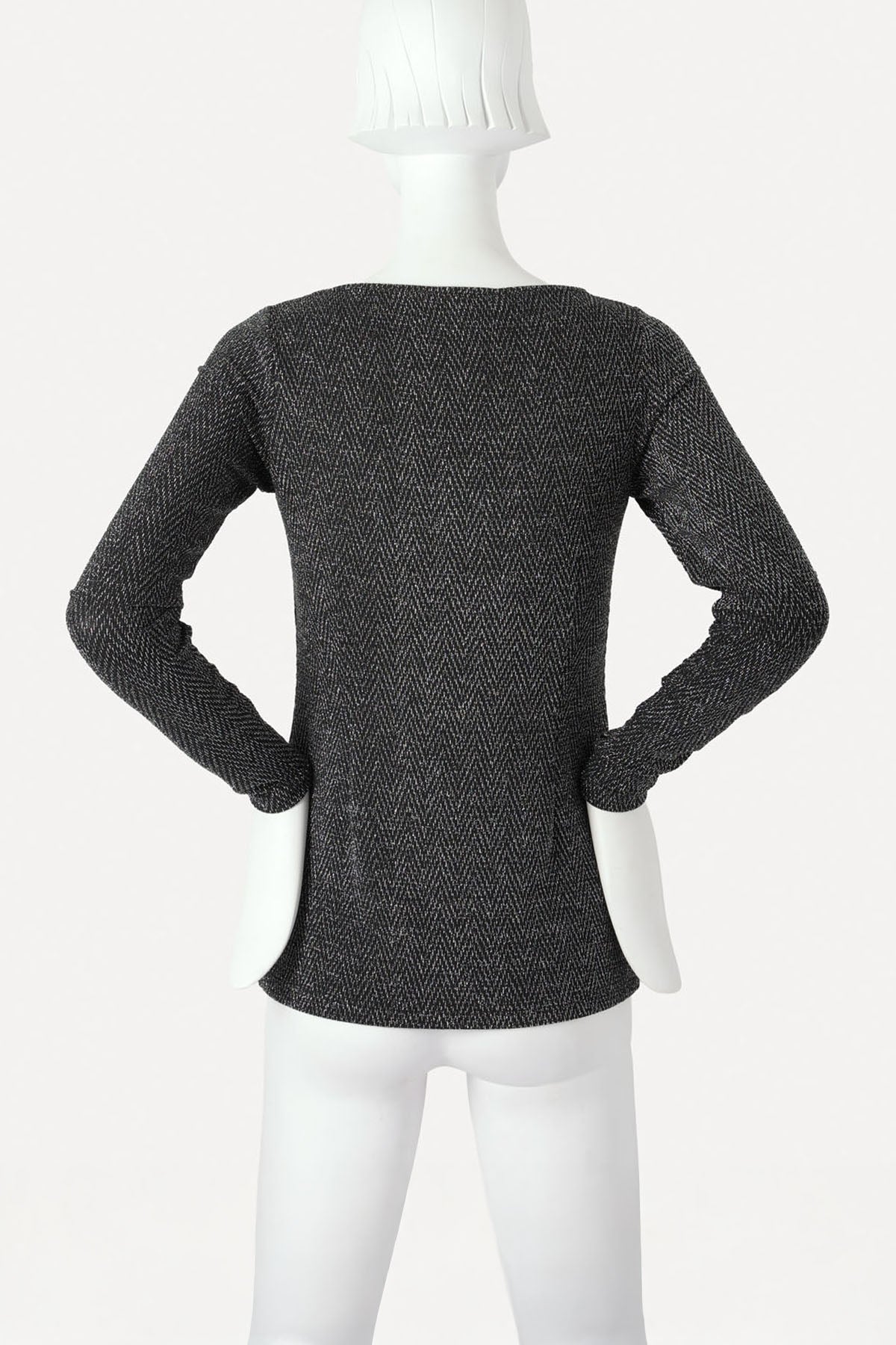 GIOVANNI BOATNECK TOP SILVER HERRINGBONE LUREX