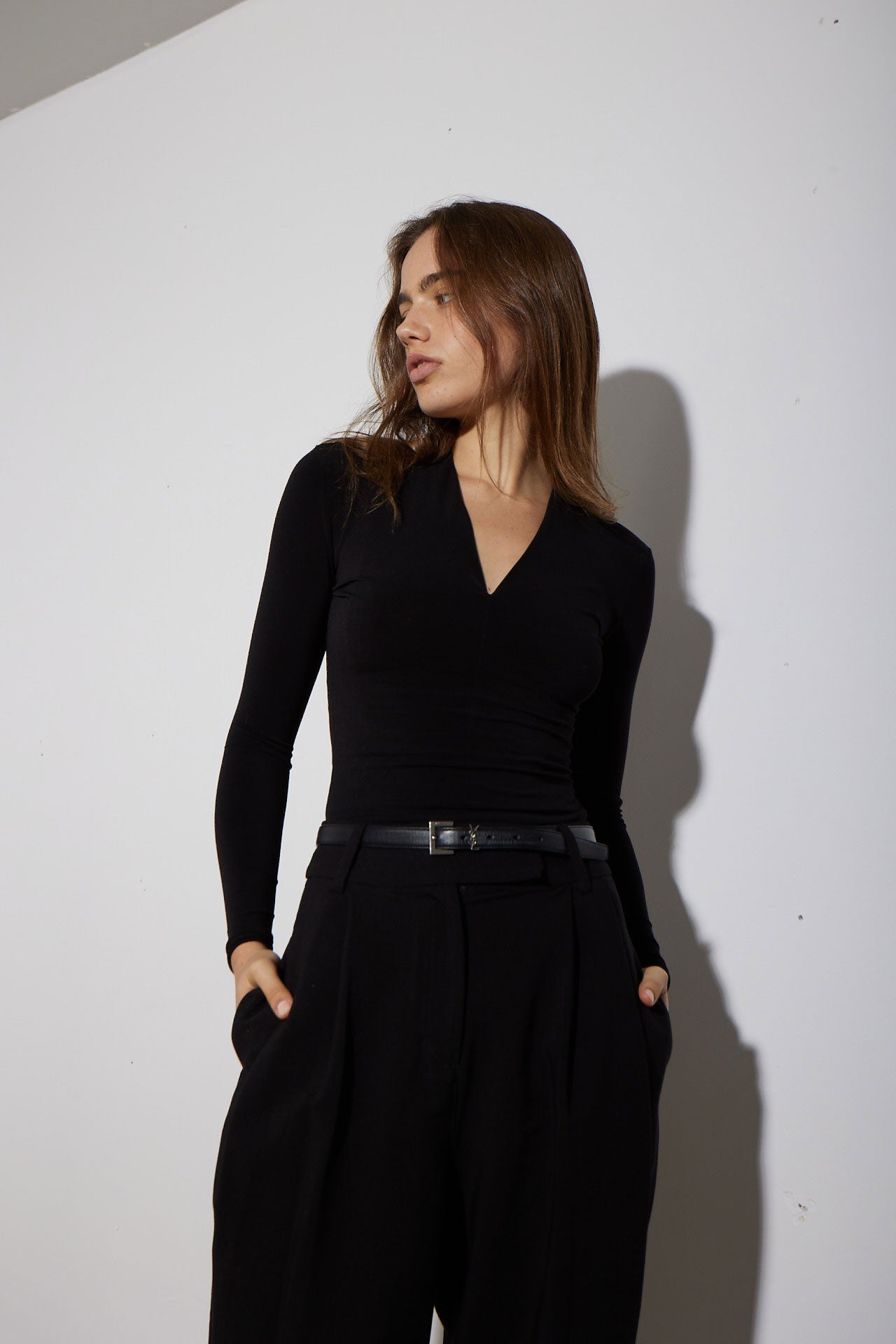 HARPER TOP HIGH V LONG SLEEVE KNIT - KNUEFERMANN 