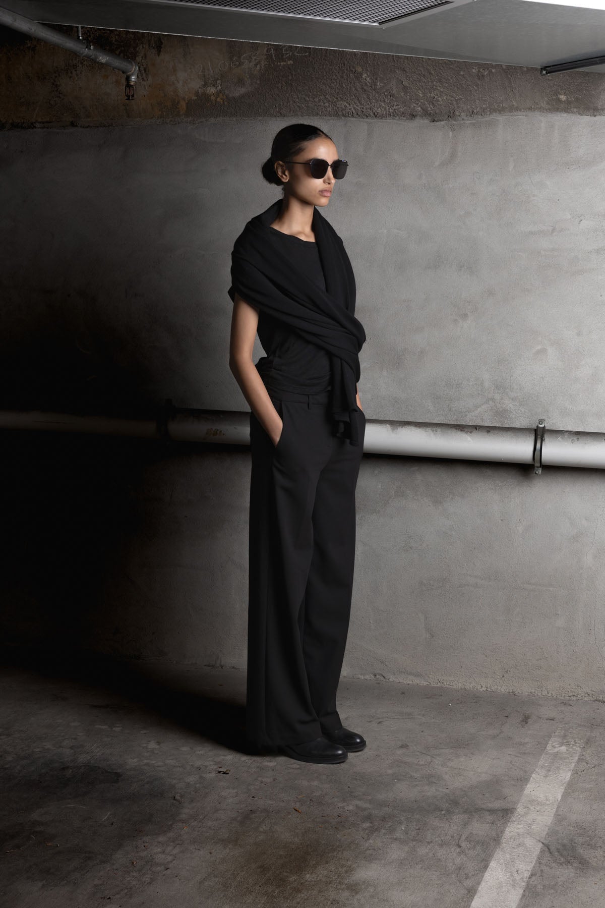 OVERSIZED KNITTED WRAP - NOIR