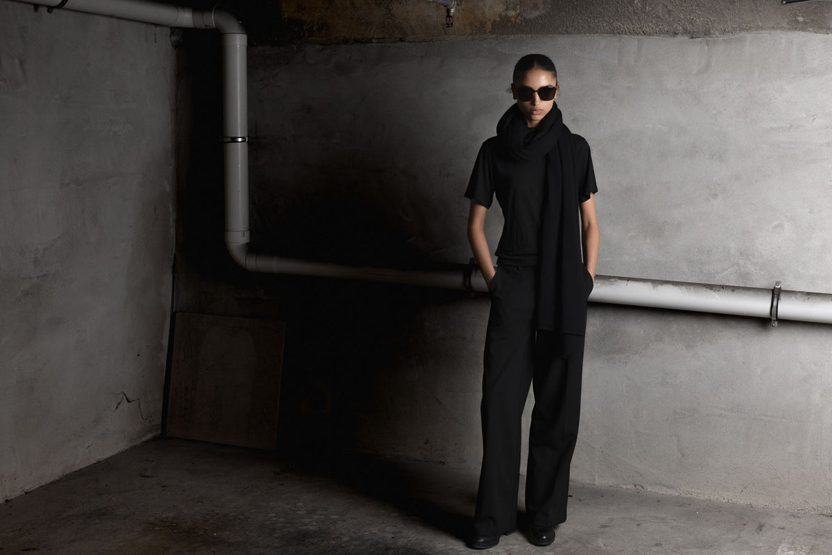 OVERSIZED KNITTED WRAP - NOIR