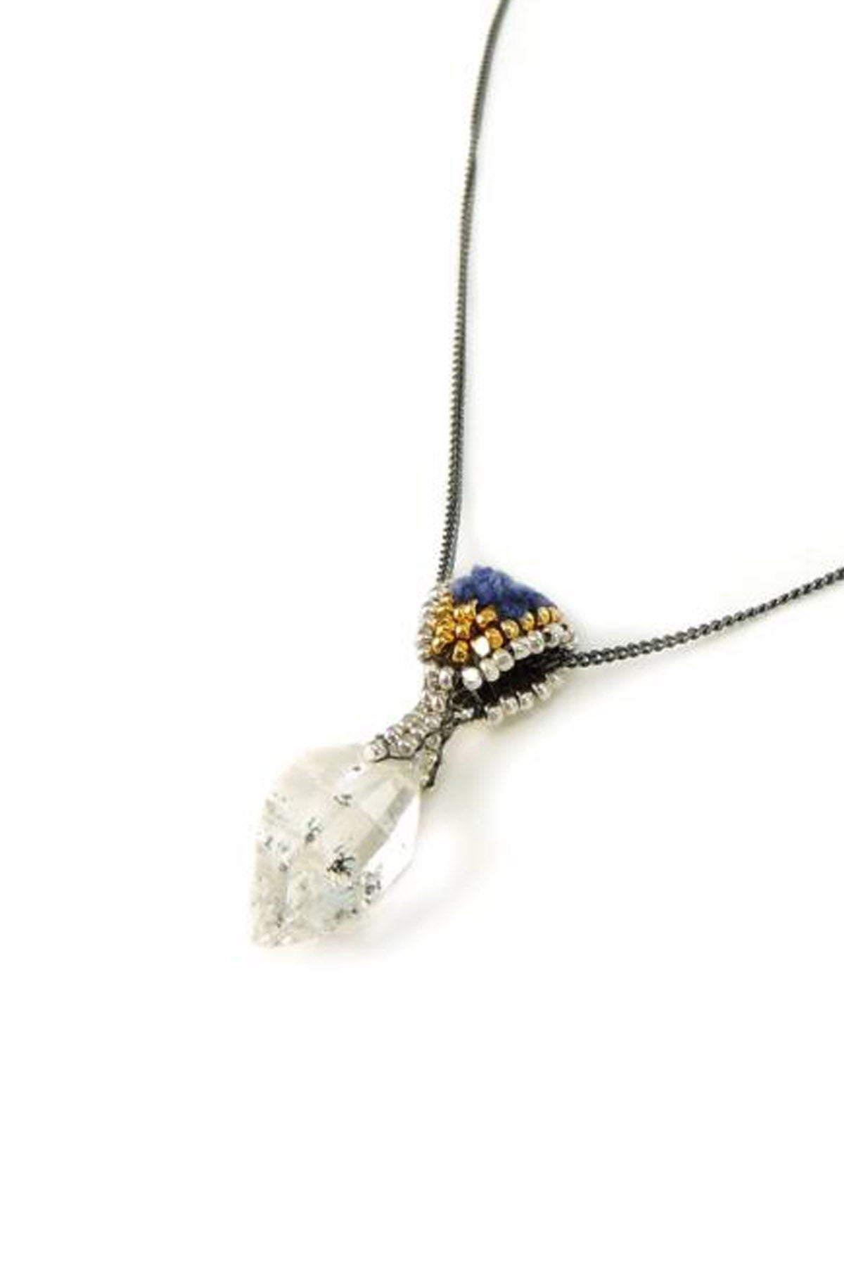 ISHI NECKLACE TRIANGLE HERKIMER BLUE BEADS - Y2021