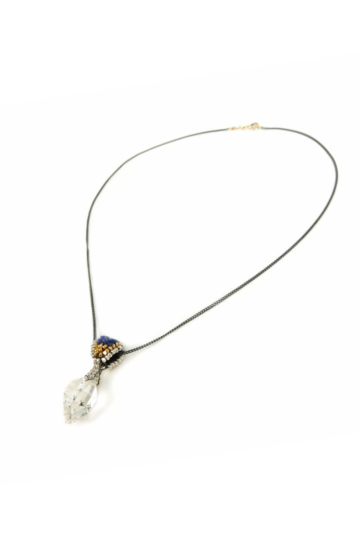 ISHI NECKLACE TRIANGLE HERKIMER BLUE BEADS - Y2021