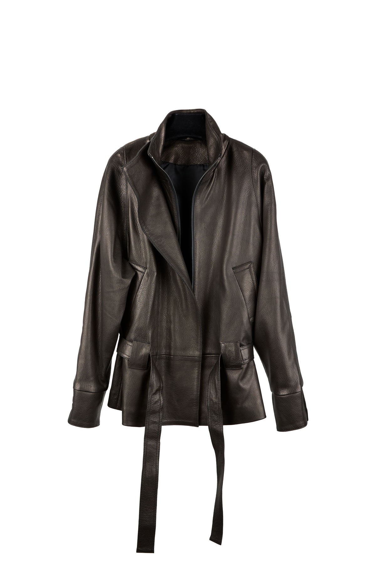 BRONZE FINISH BLACK/BROWN LEATHER JACKET