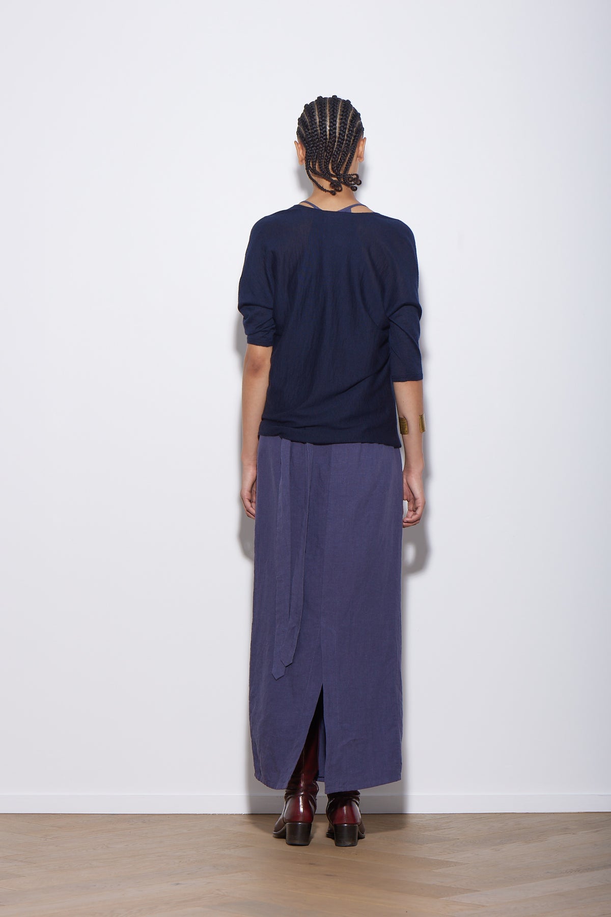 LINEN WRAP SKIRT SLATE