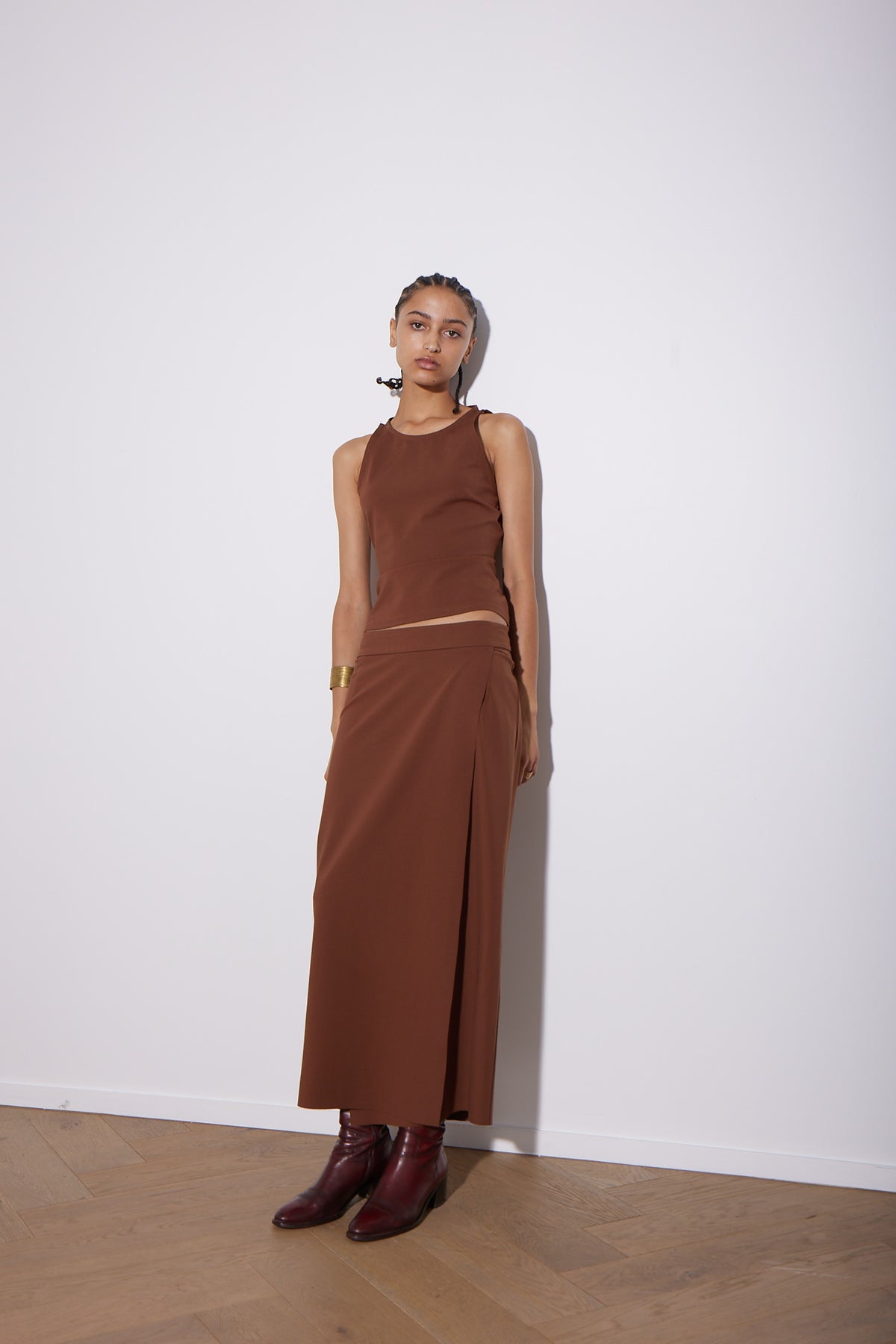 PONTE WRAP SKIRT CINNAMON