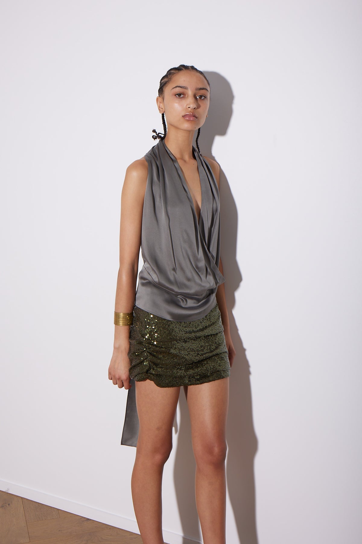 MILAN TOP PEWTER SILK