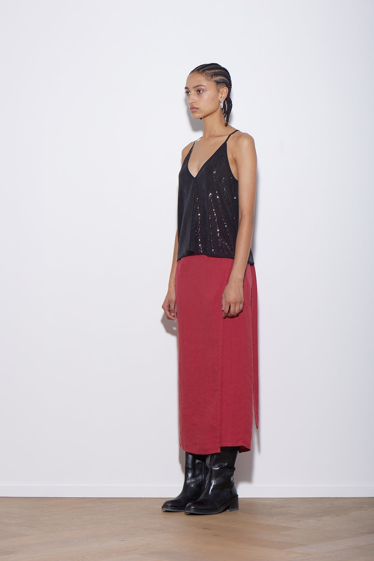 LINEN WRAP SKIRT GAZPACHO