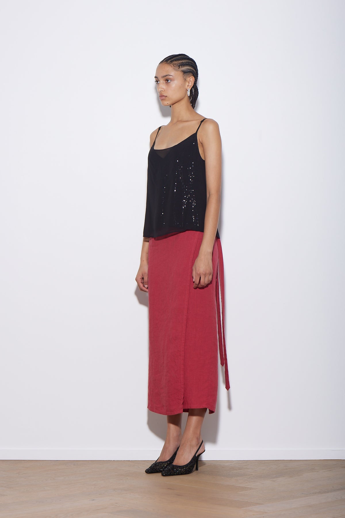 LINEN WRAP SKIRT GAZPACHO